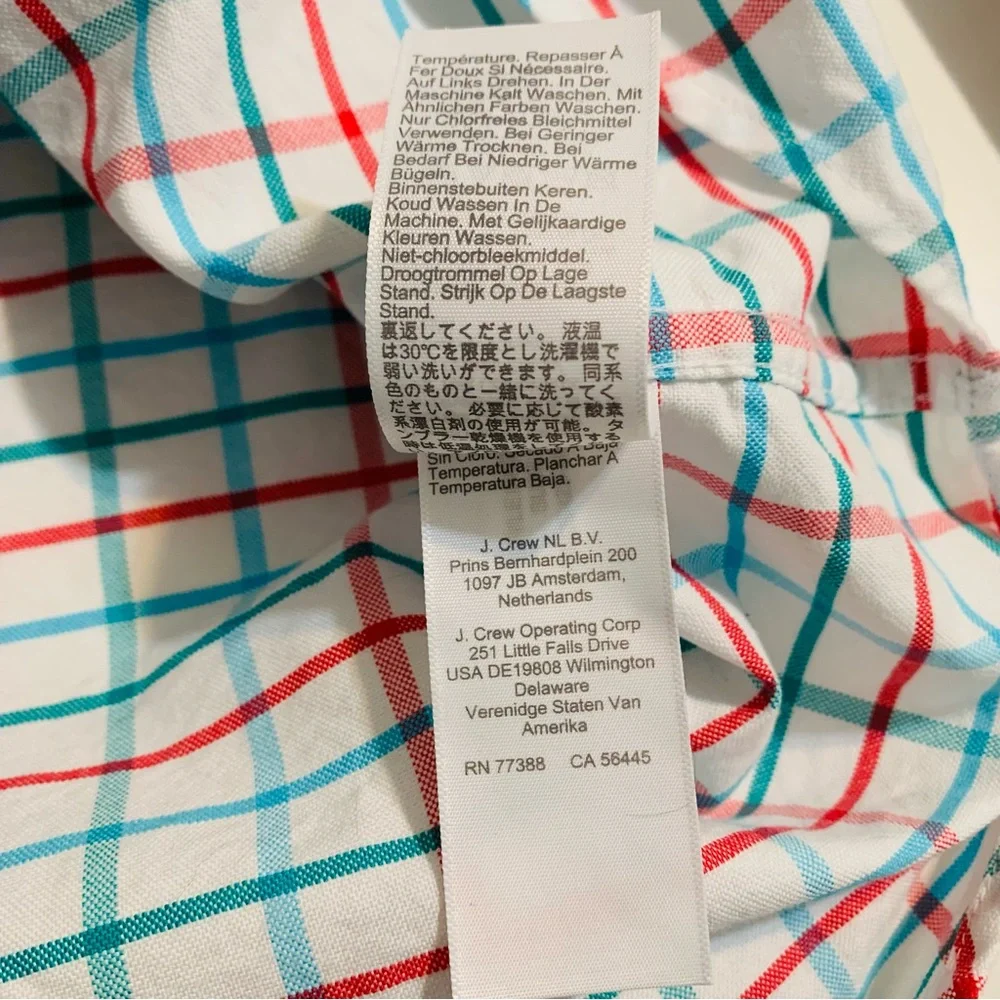 J. Crew Mens Flex Long Sleeve Oxford Checkered Button Up Shirt Size XL Slim Fit